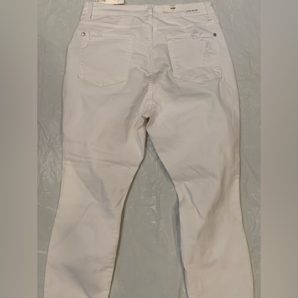Judy Blue Skinny Fit Mid Rise White Destroyed Women's Jeans Size 16W - Picture 7 of 13